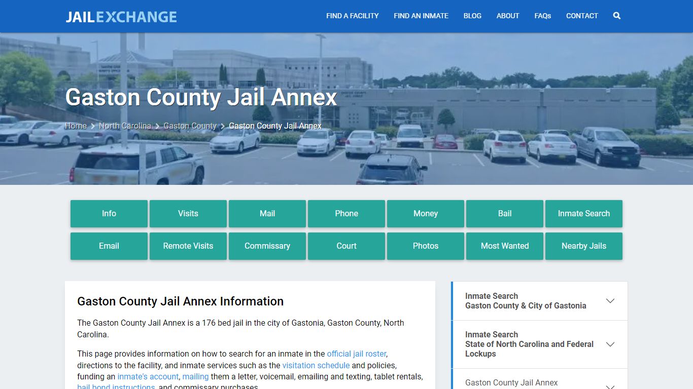 Gaston County Jail Annex, NC Inmate Search, Information