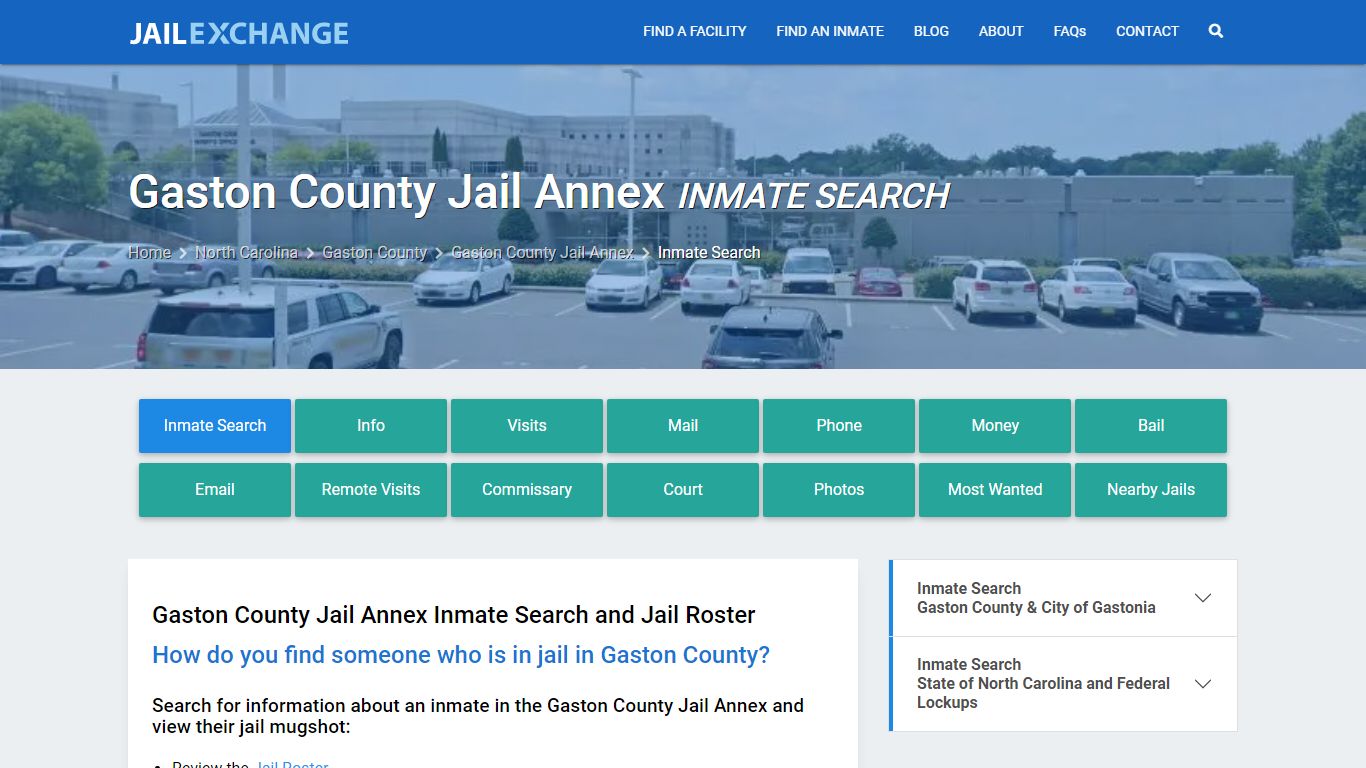 Gaston County Jail Annex Inmate Search - Jail Exchange